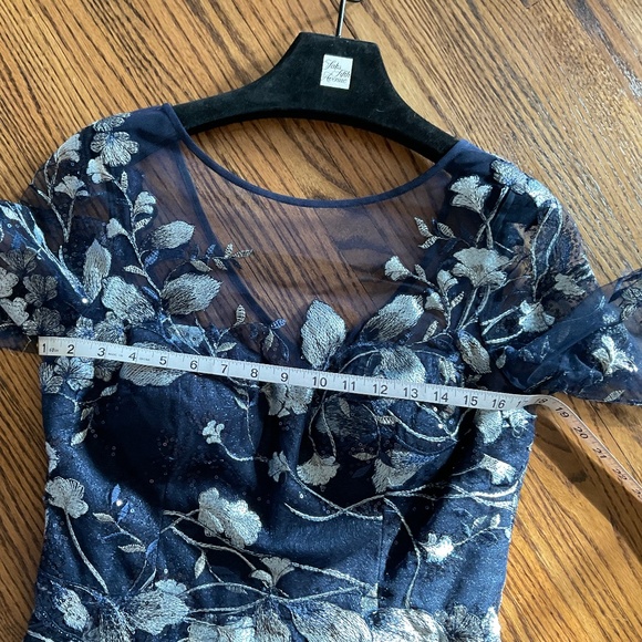 Teri Jon by Rickie Freeman Embroidered Tulle Tea Dress size 10 - Picture 9 of 11